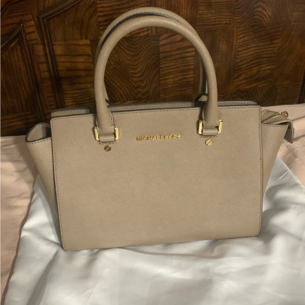 Michael Kors Taupe Satchel Bag